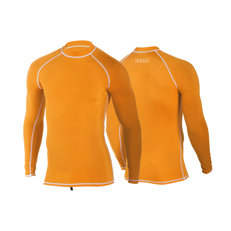 MDNS SURF - Rashvest - Colorblock Long Sleeves Adult - Mango - 92% Nylon - 8% Spandex - SPF 50+ UV Protection