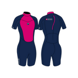 MDNS SURF - Youth's Wetsuits - Pioneer CR-Foam - 2/2 Back Zip Shorty Girl - Navy/Pink