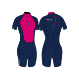 PIONEER YOUTH 2/2 BACKZIP SHORTY GIRL NAVY/PINK - YOUTH'S WETSUITS 22 - MDNS SURF