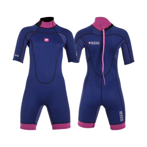 MDNS SURF - Women's Wetsuits - Pioneer CR-Foam - 2/2 Back Zip Shorty - Navy/Pink
