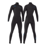 MDNS SURF - Women's Eco Friendly Wetsuits - Puure Yulex - 2/2 Chest Zip Steamer - Black/Blue
