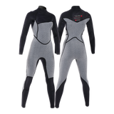 MDNS SURF - Women's Eco Friendly Wetsuits - Puure Yulex - 4/3 Chest Zip Steamer - Black/Red