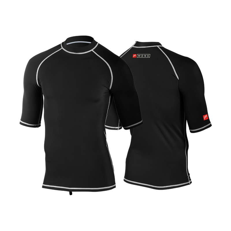 MDNS SURF - Rashvest - Colorblock Short Sleeves Adult - Black - 92% Nylon - 8% Spandex - SPF 50+ UV Protection