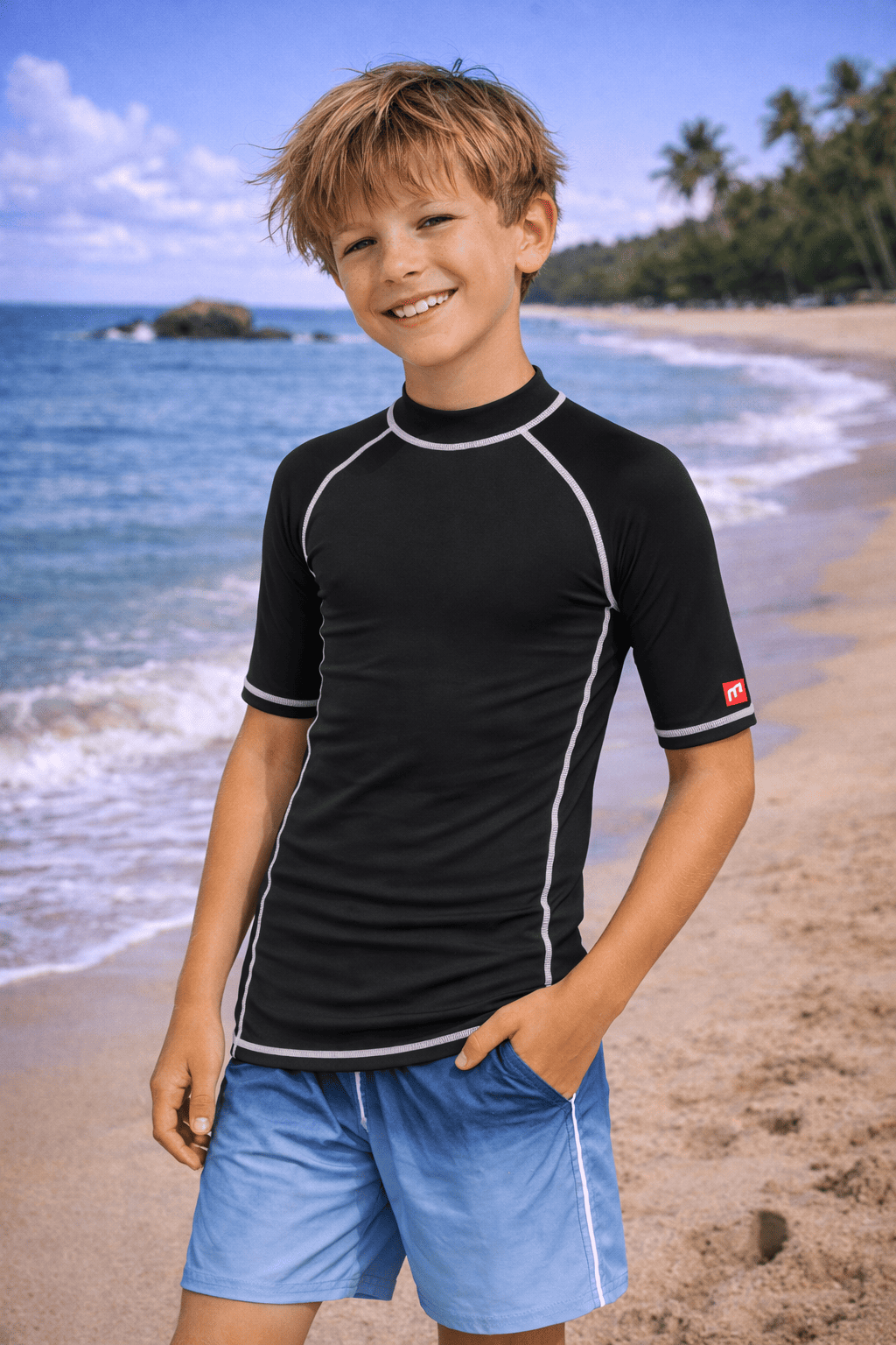Lycra Enfant Manches Courtes Colorblock UPF 50