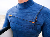 MDNS SURF - Men's Superstretch Wetsuits - Priime S-Foam - 3/2 Chest Zip Steamer - Heather Iodine/Orange - 100% Superstretch S-Foam - Chest Zip Neoprene