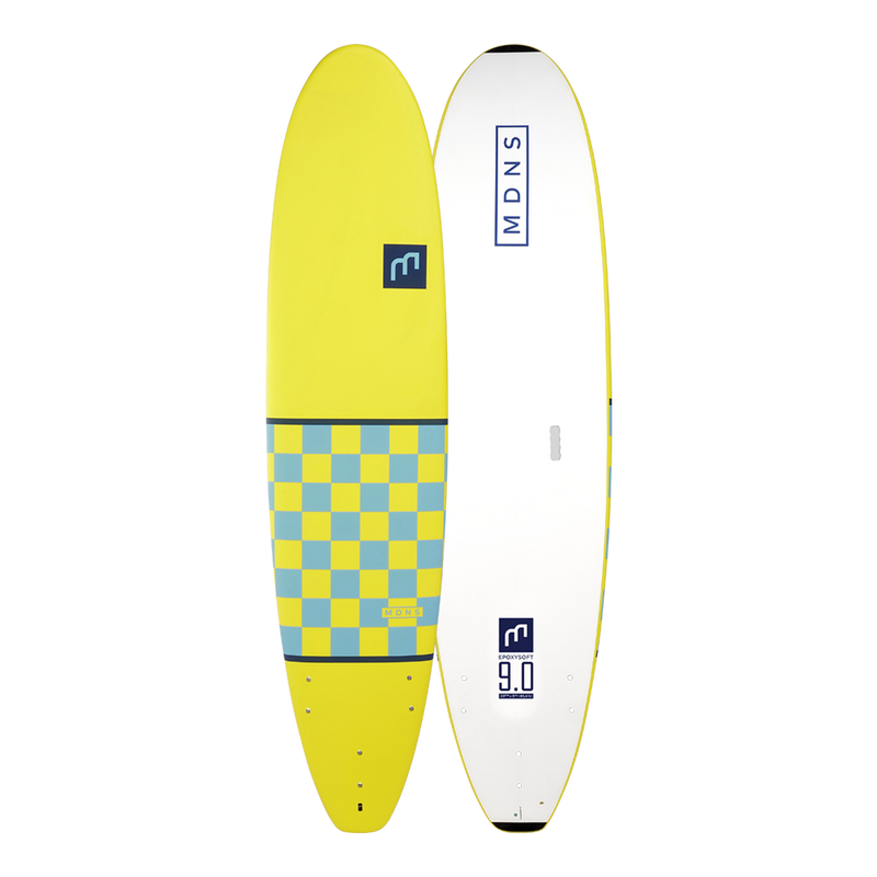 MDNS SURF - Softboards - 9'0 Epoxy Soft - Checker Yellow / Lite Blue