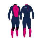 MDNS SURF - Youth's Wetsuits - Pioneer CR-Foam - 3/2 Back Zip Steamer Girl - Navy/Pink