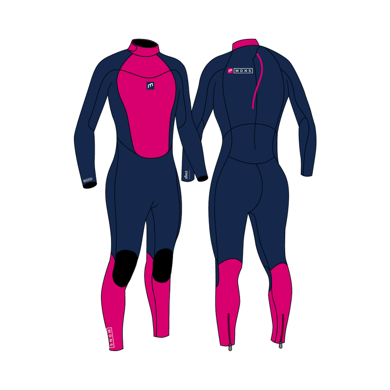 MDNS SURF - Youth's Wetsuits - Pioneer CR-Foam - 4/3 Back Zip Steamer Girl - Navy/Pink