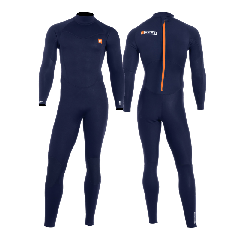 MDNS SURF - Men's Wetsuits - Pioneer CR-Foam - 5/4/3 Back Zip Steamer - Navy/Orange