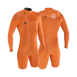 MDNS SURF - Men's Superstretch Wetsuits - Priime S-Foam -  2/2 Chest Zip Long Sleeves Shorty - Heather Iodine/Orange - 100% Superstretch S-Foam