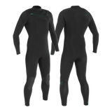 MDNS SURF - Men's Eco Friendly Wetsuits - Puure Yulex - 5/4/3 Chest Zip Steamer - Black/Green