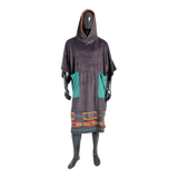 PLUSH PONCHO DUO BLACK NATIVE