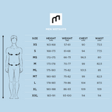 MDNS SURF Size Chart - Men's Superstretch Wetsuits - Priime S-Foam - 4/3 Chest Zip Steamer - 100% Superstretch S-Foam