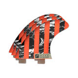MDNS SURF - Fins - Pivot Medium - 4.0" - Marble Fluro Red - Honeycomb - FX2