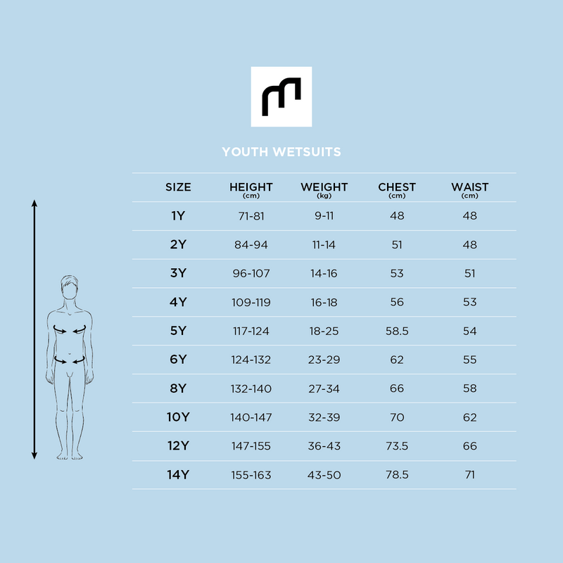 MDNS SURF Size Chart - Youth's Wetsuits - Pioneer CR-Foam - 3/2 Back Zip Steamer Girl - Navy/Pink