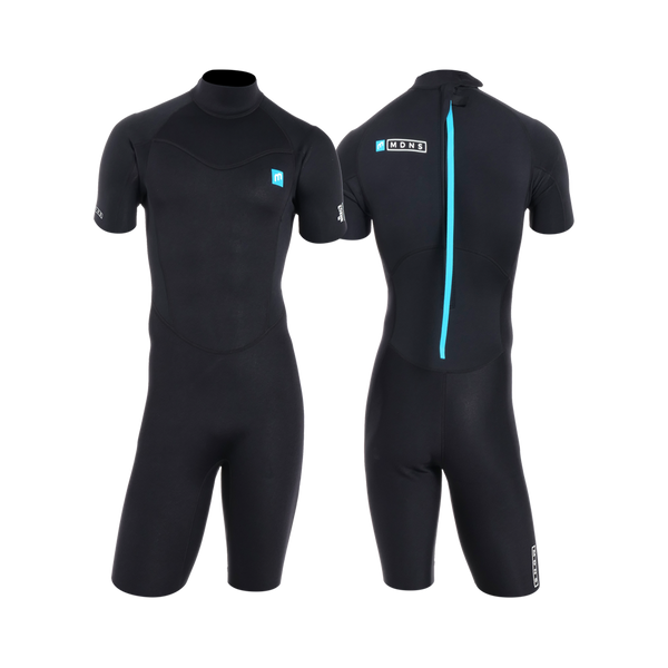 MDNS SURF - Men's Wetsuits - Pioneer CR-Foam - 2/2 Back Zip Shorty - Black/Teal