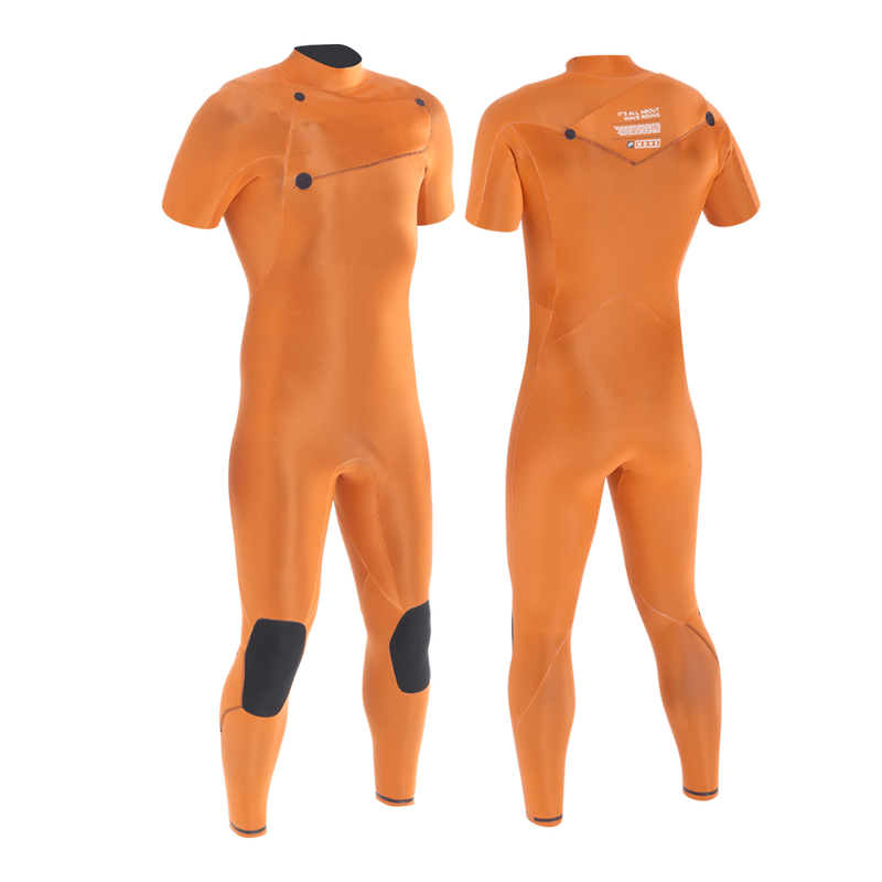 MDNS SURF - Men's Superstretch Wetsuits - Priime S-Foam - 2/2 Chest Zip Short Sleeves Steamer - Heather Iodine/Orange - 100% Superstretch S-Foam