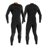 MDNS SURF - Men's Superstretch Wetsuits - Priime S-Foam - 3/2 Chest Zip Steamer - Black/Orange - 100% Superstretch S-Foam