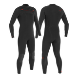MDNS SURF - Men's Eco Friendly Wetsuits - Puure Yulex - 4/3 Chest Zip Steamer - Black/Red