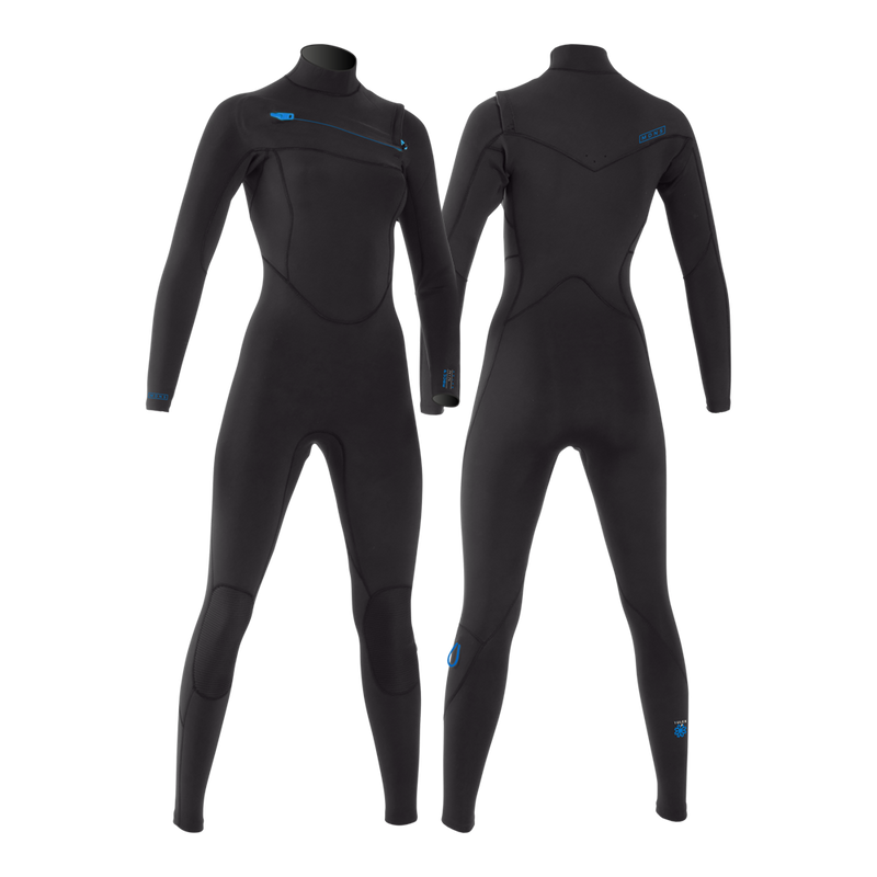 MDNS SURF - Women's Eco Friendly Wetsuits - Puure Yulex - 2/2 Chest Zip Steamer - Black/Blue